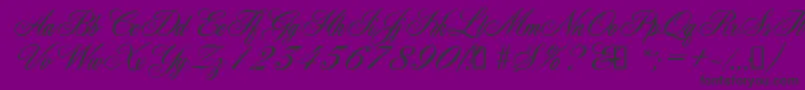 YorkScriptEs-Schriftart – Schwarze Schriften auf violettem Hintergrund