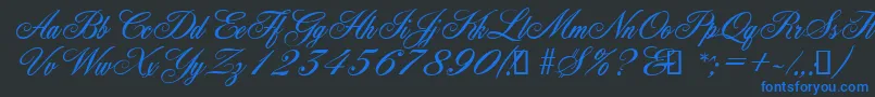 YorkScriptEs Font – Blue Fonts on Black Background