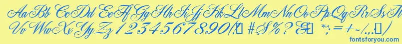 YorkScriptEs Font – Blue Fonts on Yellow Background