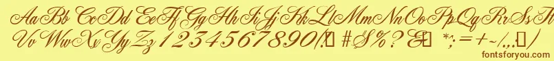 YorkScriptEs Font – Brown Fonts on Yellow Background