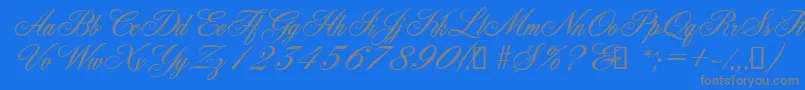 YorkScriptEs Font – Gray Fonts on Blue Background