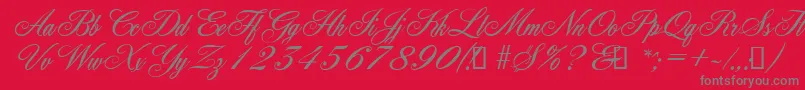 Fonte YorkScriptEs – fontes cinzas em um fundo vermelho