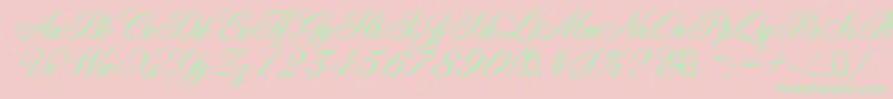 YorkScriptEs-Schriftart – Grüne Schriften auf rosa Hintergrund