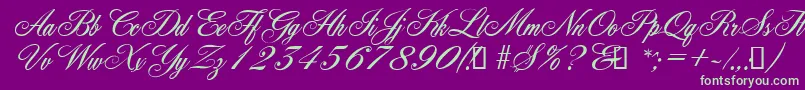 YorkScriptEs Font – Green Fonts on Purple Background