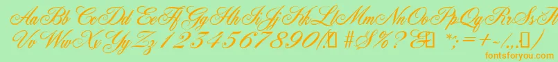 YorkScriptEs Font – Orange Fonts on Green Background