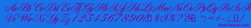 YorkScriptEs Font – Purple Fonts on Blue Background