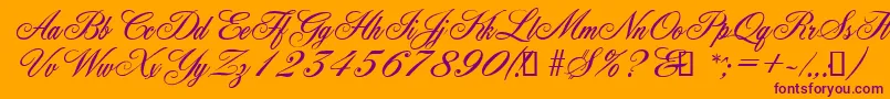 More about YorkScriptEs Font YorkScriptEs Font – Purple Fonts on Orange Background