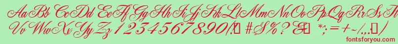 YorkScriptEs Font – Red Fonts on Green Background