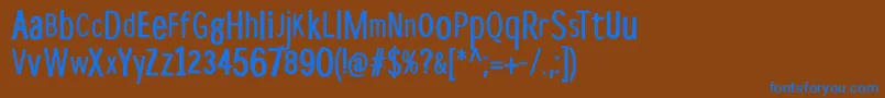DispropBold-Schriftart – Blaue Schriften auf braunem Hintergrund