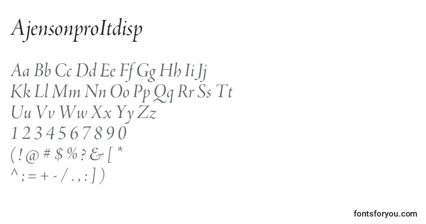 A fonte AjensonproItdisp – alfabeto, números, caracteres especiais