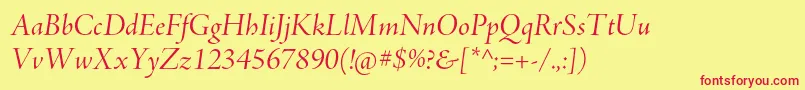 AjensonproItdisp Font – Red Fonts on Yellow Background