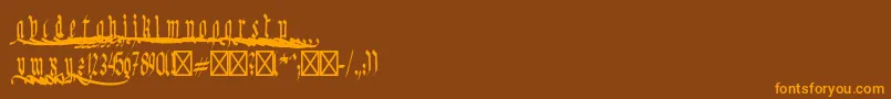 KinggeorgRegular-fontti – oranssit fontit ruskealla taustalla