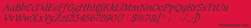 Więcej informacji o czcionce CaxtonLightItalicPlain Czcionka CaxtonLightItalicPlain – czarne czcionki na czerwonym tle