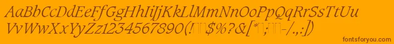 CaxtonLightItalicPlain Font – Brown Fonts on Orange Background