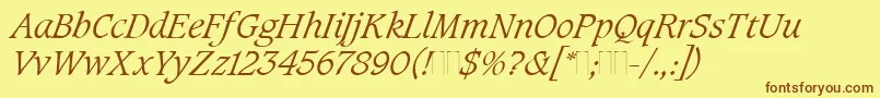 CaxtonLightItalicPlain Font – Brown Fonts on Yellow Background