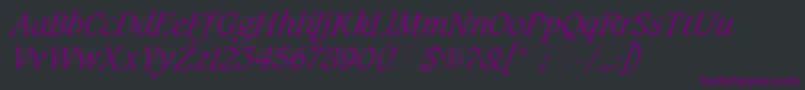 CaxtonLightItalicPlain Font – Purple Fonts on Black Background