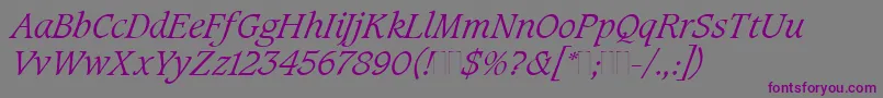 CaxtonLightItalicPlain Font – Purple Fonts on Gray Background