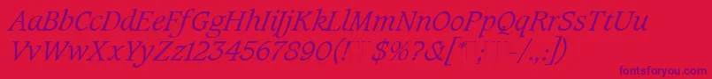 CaxtonLightItalicPlain Font – Purple Fonts on Red Background