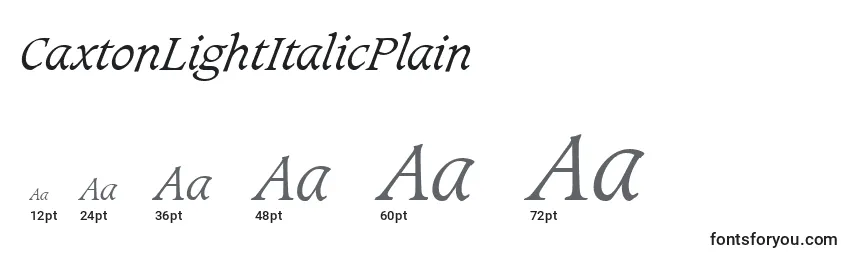 CaxtonLightItalicPlain Font Sizes