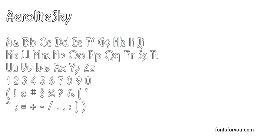 Czcionka AeroliteSky – alfabet, cyfry, specjalne znaki