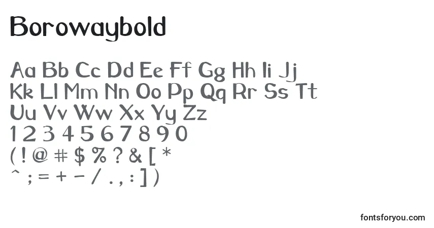 Schriftart Borowaybold – Alphabet, Zahlen, spezielle Symbole