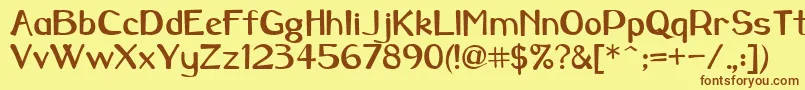 フォントBorowaybold – 茶色の文字が黄色の背景にあります。