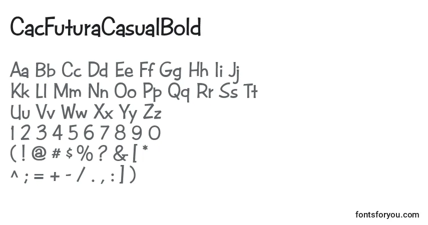 Czcionka CacFuturaCasualBold – alfabet, cyfry, specjalne znaki