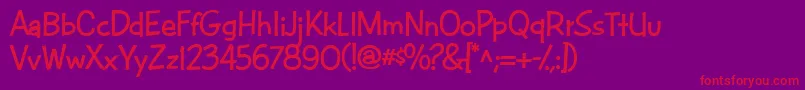 CacFuturaCasualBold-fontti – punaiset fontit violetilla taustalla