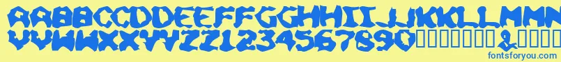 Chuns-Schriftart – Blaue Schriften auf gelbem Hintergrund