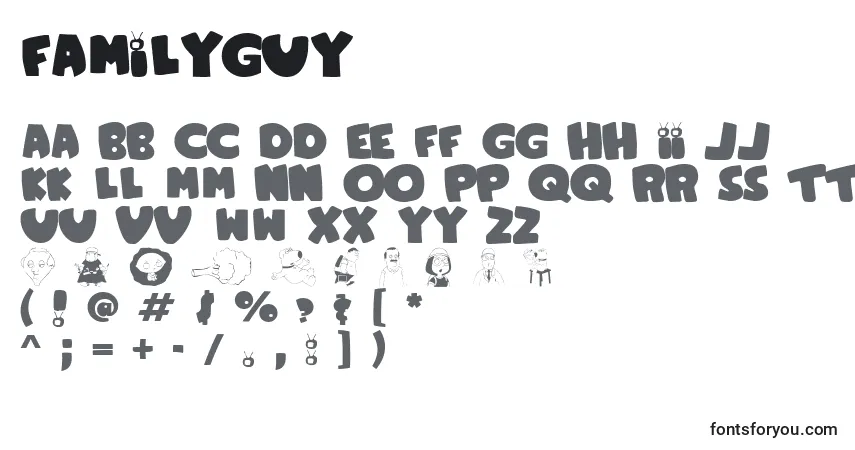 Schriftart FamilyGuy – Alphabet, Zahlen, spezielle Symbole
