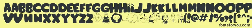 フォントFamilyGuy – 黒い文字の黄色い背景