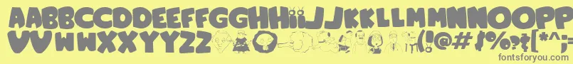 FamilyGuy-fontti – harmaat kirjasimet keltaisella taustalla