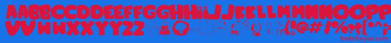 フォントFamilyGuy – 赤い文字の青い背景