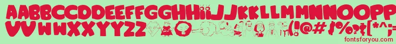 フォントFamilyGuy – 赤い文字の緑の背景
