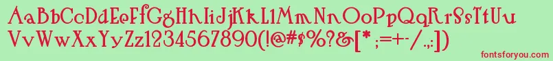 Hutsutralstonnf Font – Red Fonts on Green Background