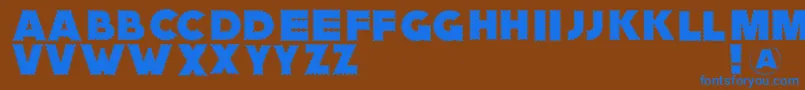 Zagzaggoosepimples-Schriftart – Blaue Schriften auf braunem Hintergrund
