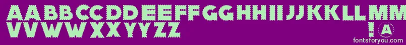 Zagzaggoosepimples-Schriftart – Grüne Schriften auf violettem Hintergrund