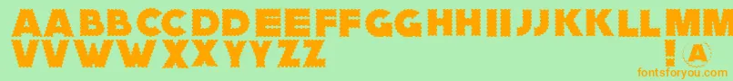 Więcej informacji o czcionce Zagzaggoosepimples Czcionka Zagzaggoosepimples – pomarańczowe czcionki na zielonym tle