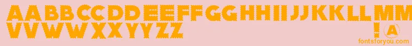 フォントZagzaggoosepimples – オレンジの文字がピンクの背景にあります。