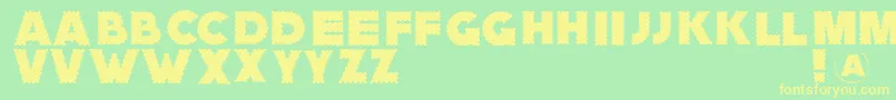 フォントZagzaggoosepimples – 黄色の文字が緑の背景にあります