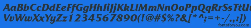 FrizquadratabttBolditalic Font – Black Fonts on Blue Background