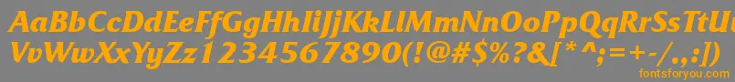 フォントFrizquadratabttBolditalic – オレンジの文字は灰色の背景にあります。