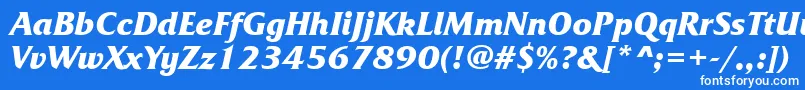 Шрифт FrizquadratabttBolditalic – белые шрифты на синем фоне