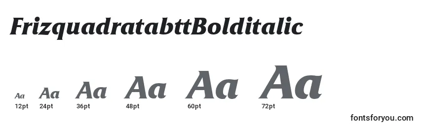 Размеры шрифта FrizquadratabttBolditalic