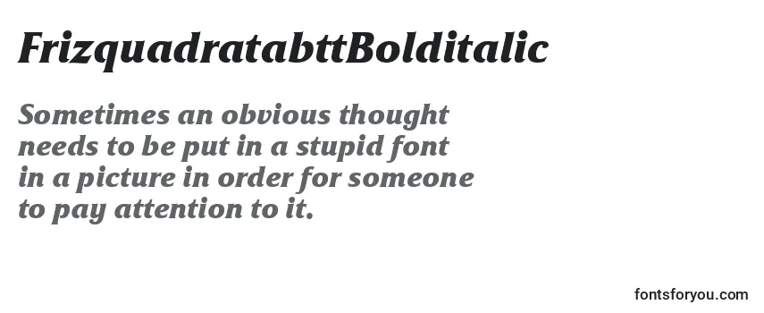 Review of the FrizquadratabttBolditalic Font