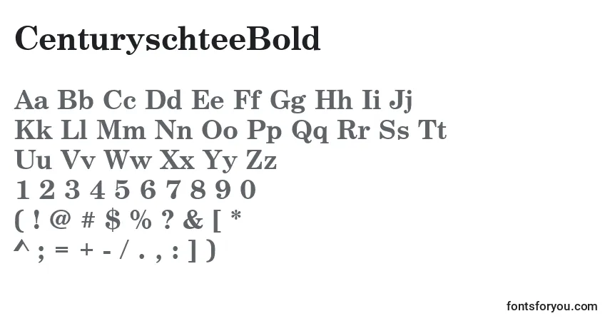 A fonte CenturyschteeBold – alfabeto, números, caracteres especiais