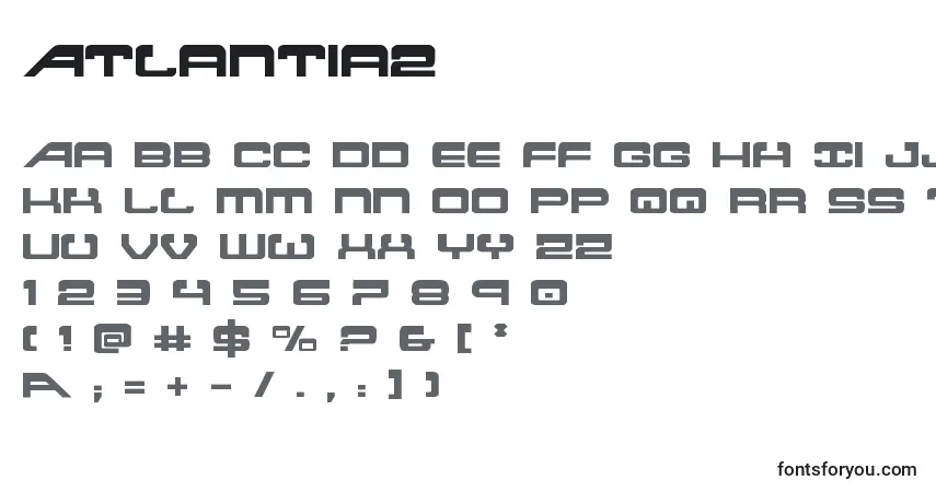 Czcionka Atlantia2 – alfabet, cyfry, specjalne znaki