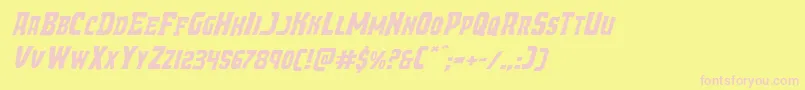 Demonpriestexpandital Font – Pink Fonts on Yellow Background