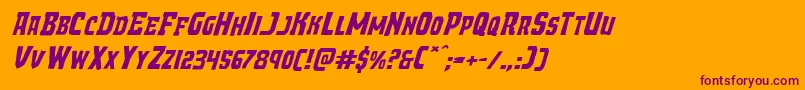 Demonpriestexpandital-Schriftart – Violette Schriften auf orangefarbenem Hintergrund