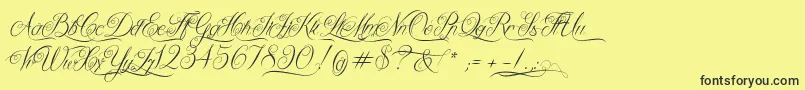 QueenOfTheMoon-Schriftart – Schwarze Schriften auf gelbem Hintergrund